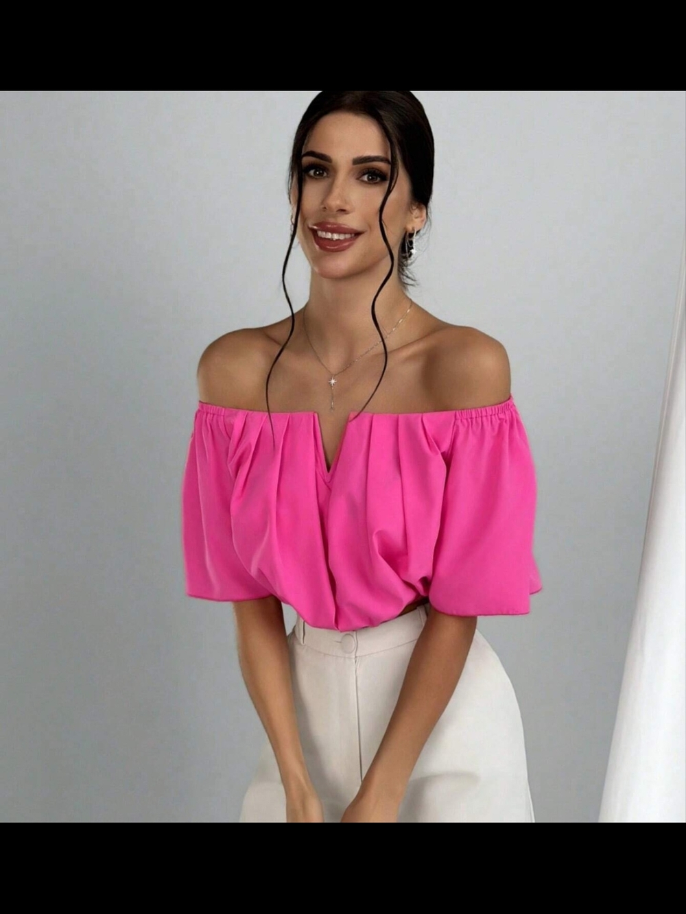 SHEIN Hot Pink Off-Shoulder Crop Top